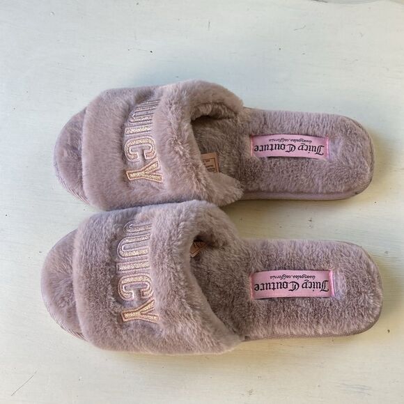 Juicy Couture Slip-On Plush Luxe Comfort Lavender Slippers Women’s 7-8 - Picture 3 of 12
